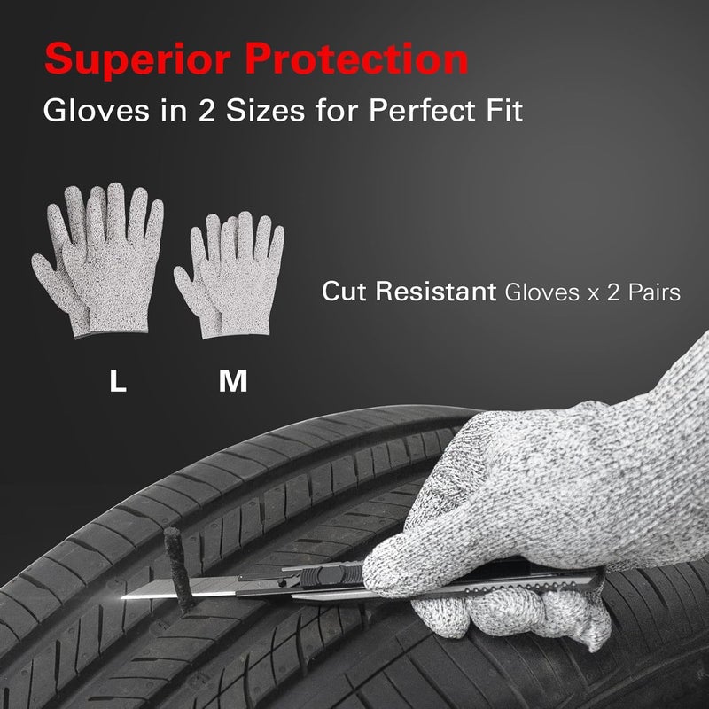 CKAuto Tire Plug Repair Kit, Heavy Duty Car Emergency Tool Kit for Flat Tire Puncture Repair, 80 Pcs Value Pack, Tire Patch Kit fit for Autos, Cars, Motorcycles, Trucks, RVs, etc. - Image 3